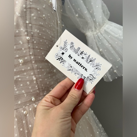 By Watters NWT Macaroon Bridal Bride Mini Dress with Pearls - Picture 11 of 14